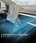Top Notch Cabin Air Filter for Tesla Model 3 and Model Y with H13 HEPA Activated Carbon Filtration showing enhanced airflow in cabin