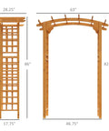 Dimensions and design of 90 Inch Wood Garden Arbor Arch with Trellis Wall for Climbing Plants and Hanging Vines A Sturdy Backyard Decor