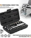 22 pcs Heavy Duty Chrome Vanadium Socket Set With One Quarter And Three Eighth Inch Drive Wrenches for auto and home repair