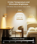 Dope Rechargeable Wood Wall Sconce With Remote And Touch Dimmer, illustrating color temperatures and brightness settings.