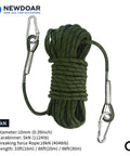 Rugged 10 Millimeter Climbing Rope With Two Steel Hooks For Outdoor Rescue And Rappelling, Army Green, Coiled View