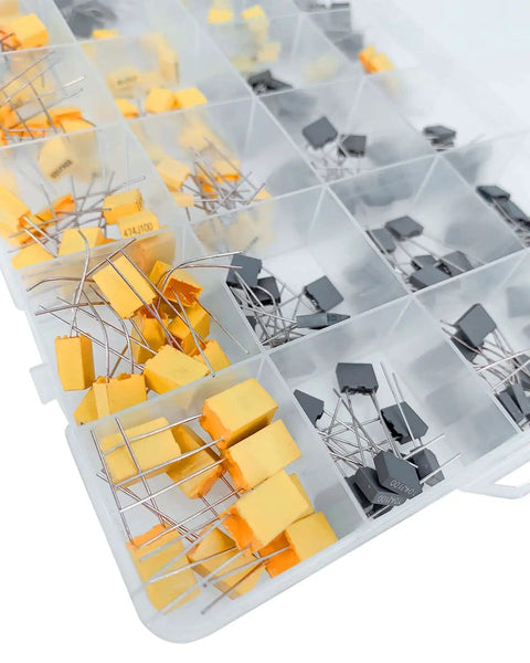 240 Piece Film Box Capacitor Kit With 24 Values Polyester Box Capacitors From 1nF To 1uF MKT PET 63V-100V For DIY Electronics