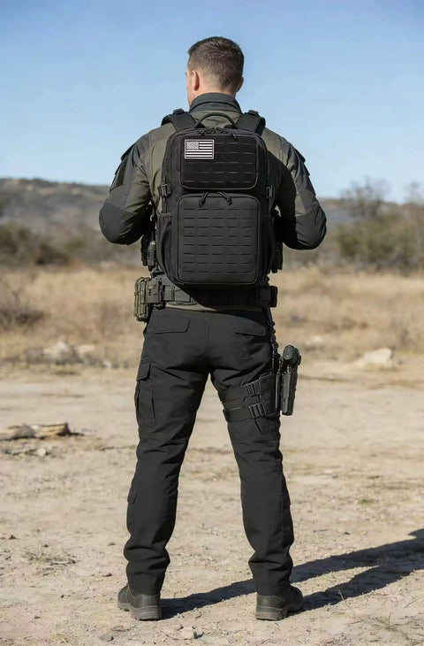 Rugged Waterproof Tactical Daypack For Men With MOLLE Webbing Laser Cut Design Water Bottle Holder And Quick Access Pockets