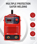 190 Amp Dual Voltage Digital Stick Welder For Home DIY And Professional Projects, front view with multiple protection features