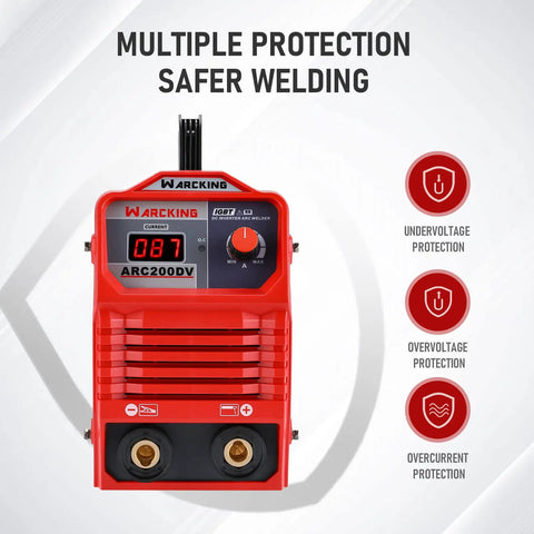 190 Amp Dual Voltage Digital Stick Welder For Home DIY And Professional Projects, front view with multiple protection features