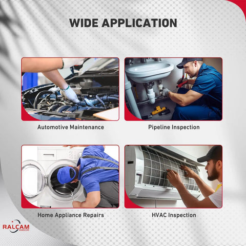 Two Way Articulating Borescope For iPhone And Android With High Temperature Protection And Auto Shutdown At 90 Degrees So You Dont Burn It Great For Tight Spots And Harsh Environments. used in automotive, pipeline, appliance, and HVAC inspection