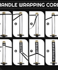 Step-by-step guide to wrapping with Black Ito Sageo Cord For Katana Wrapping 0.4 Inch Wide Synthetic Silk Rope 5 Meters Long.