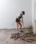 48 Inch Wrecking Bar With Dual Tines, Heavy Duty Pallet Buster With Steel Handle For Fast Deck Removal, Nails, Drywall, Flooring, And Siding Demolition, Renovation And Construction Made Easy used on floor boards