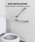 Two Pack 16 Inch Anti Slip Shower Grab Bar Handle In Chrome Stainless Steel For Bathroom Safety installed near toilet
