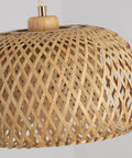 Totally Fresh Handmade Woven Bamboo Pendant Light Fixture Adjustable Boho Basket lamp with round bamboo shade.