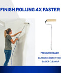 User painting with Pressure Roller Kit For Airless Spray Guns No Tool Attachment With EvenFlow Drip Free Paint Delivery