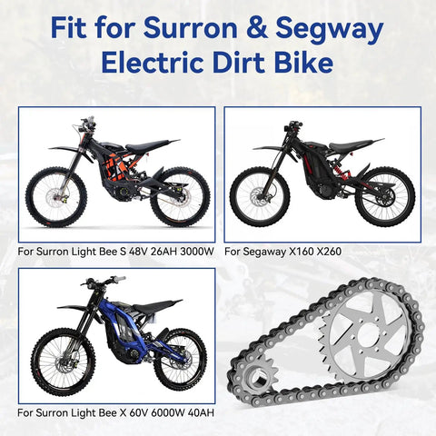Chain Drive Sprocket Kit For Sur Ron Light Bee X Segway X160 X260 Electric Dirt Bike with 420 Chain and Sprockets