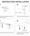 Installation instructions for Heavy Duty Hidden Floating Shelf Brackets, 4 Inch Black Metal L Brackets with step-by-step guide.