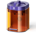 Lumos Portable Laser Engraver With 3W IR And 10W Diode Built In 50MP Camera For Color Marking On Metal Ultra Fast 4000mm Per Second Galvo Engraving Auto And Manual Focus Dual Laser Machine For Jewelry DIY Crafts And Fairs, shown in a compact, sleek design with an orange and purple casing.