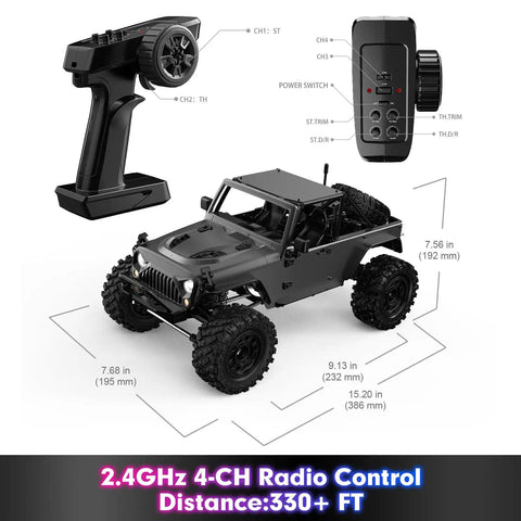 One Twelfth Scale Brushless 4X4 RC Rock Crawler With Metal Cased Body, Waterproof Off Road Truck With Portal Axles and Remote Control
