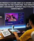Person using 4 Channel Mini Audio Mixer With USB Bluetooth And 48V Phantom Power Reverb Dope Compact Soundboard For PC DJ Podcasting