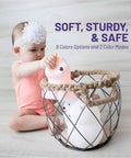 Baby playing with Animal Night Light for Kids with Rechargeable Silicone and ABS Nursery Glow in 8 calming colors, kawaii bunny shape.