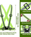 20 Pack Bright Yellow High Visibility Reflective Safety Vests With 360 Degree Glow Adjustable Quick Release Buckles showing adjustable elastic straps