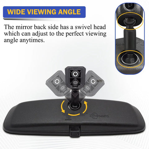 Wide viewing angle feature of Hyundai And Kia Interior Rear View Mirror Replacement Assembly 851013X100 Direct Swap Easy Install