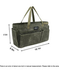 Waxed Canvas Firewood Carrier Tote For Camping And Garden Work, Collapsible And Sturdy Tool Basket, Army Green 18.1 x 11 in