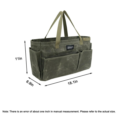 Waxed Canvas Firewood Carrier Tote For Camping And Garden Work, Collapsible And Sturdy Tool Basket, Army Green 18.1 x 11 in