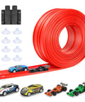 Flexible Roll Up Two Lane Race Track For Kid Friendly Play With Suction Cups Includes Four Mini Diecast Cars 1 64th Scale