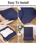 Elastic Patio Cushion Covers Set Of 12 Waterproof Outdoor Chair Cushions Slipcovers showing installation steps on a chair