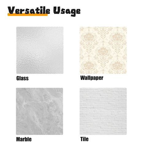 Versatile surfaces for 2-Pack Self-Stick Sliding Door Pull Handles With Adhesive For Cabinets, Drawers, Windows, Closets, Barn Doors And Pocket Doors - Damage-Free No-Drill Installation, Instant Grip And Easy Pull; glass, wallpaper, marble, tile