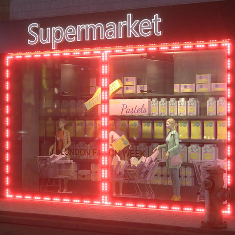Storefront LED Lights With Bluetooth App Control, 80ft Long, 160pcs 5050 RGB LED Strip, Waterproof, Super Bright For Signs And Storefront Advertising Signage, Remote Or App Control, Music Sync, Scene Modes, Timer, Dimmable Brightness