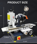 Beefy 220V Universal Tool Grinder Featuring A Snappy 0.55KW Motor with product dimensions labeled for clarity.