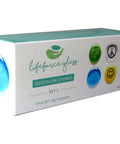 Geocache Swag Glass Stones Set Of Six With Fun Images In A Deluxe Gift Box packaging side view