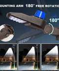 LED Parking Lot Light 150W Outdoor Floodlight 19500 Lumens Dusk To Dawn Black IP65 with 180° mount rotation feature