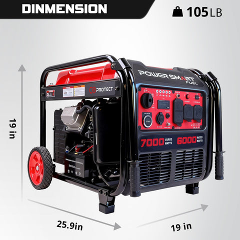 7000-Watt Open Frame Inverter Generator With Electric Start Portable Power For Home Backup And RV Camping 120V And 240V