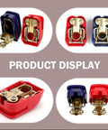 Two Pack Quick Release Battery Clamps For Cars Trucks And SUVs, Easy Snap On Quick Disconnect Terminals, Universal Copper Galvanized Battery Clamp Set In Blue And Red, Secure Connection product display