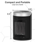 Compact Portable Electric Space Heater With Thermostat And Remote, 1500W PTC Ceramic, dimensions 8.5x5.9 inches