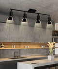Dope Black Track Lighting Kit With Rotatable Heads For Ceiling Vintage Industrial Spotlight Style in modern kitchen