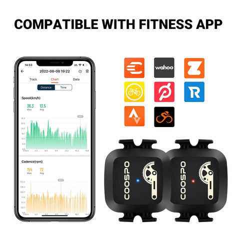 Dual Bike Cadence And Speed Sensor Kit With Wireless Bluetooth And ANT Plus for Fitness Apps and Bike Computers