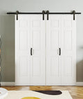 Smooth Glide Bi Fold Barn Door 84 Inch Tall Pre Built Six Panel Closet Slab With Heavy Duty Tracks And Zero Hassle Rail Kit For Tight Corners Bright White Finish in a stylish room.