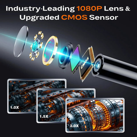 Endoscope Camera With Light Handheld Borescope 4.3 Inch IPS Color Screen Real Time HD Inspection 178 Degree Wide Angle Portable Tool showing 1080P CMOS lens