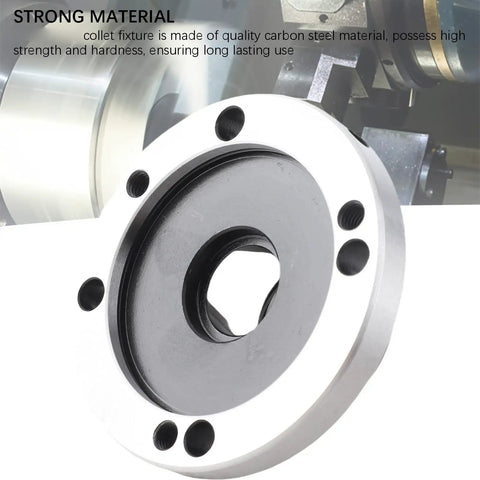 Premium ER32 Collet Fixture For CNC Lathe Milling Machine, 100mm carbon steel flange mount showing frosted finish.