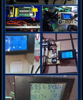 Digital LCD Ammeter Voltmeter Power Meter 6.5V To 100V 0-20A Range with Built-In Shunt, blue backlit display in use.