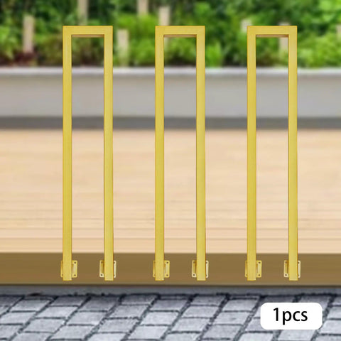 Heavy Duty N Shaped Wall Safety Grab Bar For Stairs And Porch Side Mount Iron Handle Indoor Outdoor Support with yellow finish.