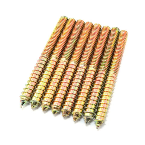 Built Like A Truck 8 Pack Galvanized Hanger Bolts 3/8 Inch By 4 Inch 16 Thread Double Headed Hardware For Wood Furniture Builds.