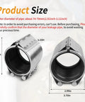 No Sweat Heavy Duty Pipe Repair Clamp Kit For 3 Inch Plumbing Emergency Leak Sealer dimensions showing stainless steel and rubber parts.