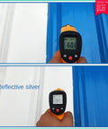 Heavy Duty Self Adhesive Roofing Underlayment, No Sweat Peel And Stick Tape temperature test with thermometer showing 60.9°C and 39.8°C.