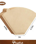 Rock Solid Pack Of Unbleached Number Four Cone Coffee Filter Papers 200 Count Fits 8 To 12 Cup Drip Brewers For Ninja Makers, showing size and shape.