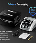 Value Count Money Counter For USD And EUR With UV MG IR Counterfeit Detection shown with packaging and accessories