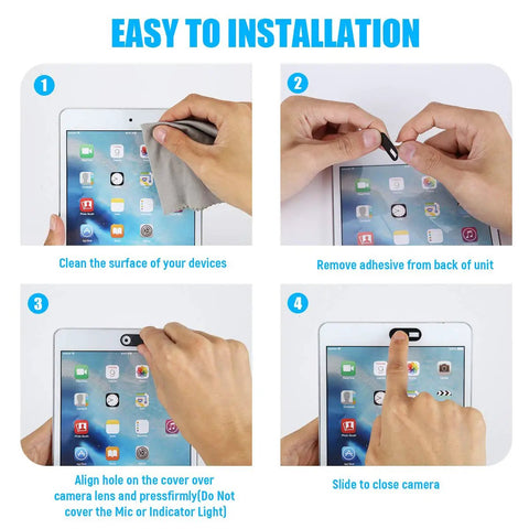 Dead Nuts Secure Webcam Slide Cover For Laptop Macbook And Phone Lock Down Private Feeds With Slick Glide Action Tight Fit Black Three Pack installation steps on tablet.