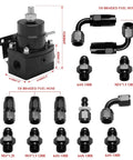 Universal EFI Fuel Pressure Regulator Kit with gauge and fittings 6AN ORB connectors black aluminum for engines