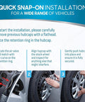 Instruction for installing Set Of Four 16 Inch Steel Wheel Hubcaps Snap On Universal Fit Direct OEM Replacement For Most Cars Trucks And SUVs